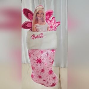 Mattel Barbie Christmas Holiday Stocking 2005 Pink Velvet and Fur RARE !!!